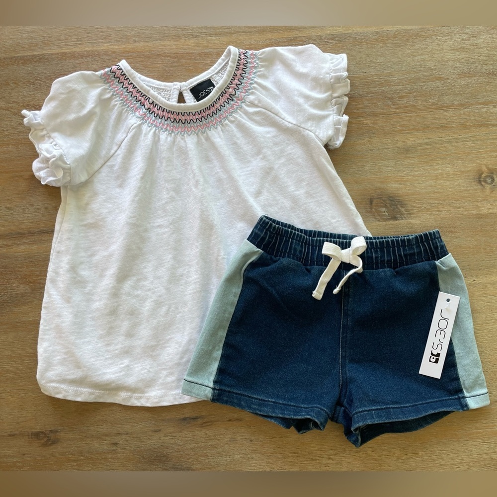 4T JOE’S JEANS Short Ruffle Sleeve Top with Matching Jean Shorts - *NWT*